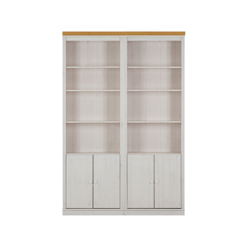 Dejarae 223cm H x 148cm W Library Bookcase, White/Natural