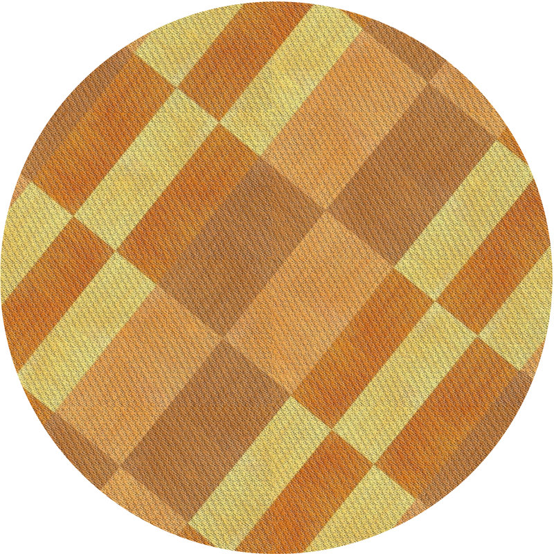 Tapis brun clair à motifs/orange Lakeville, Rond 4 pi