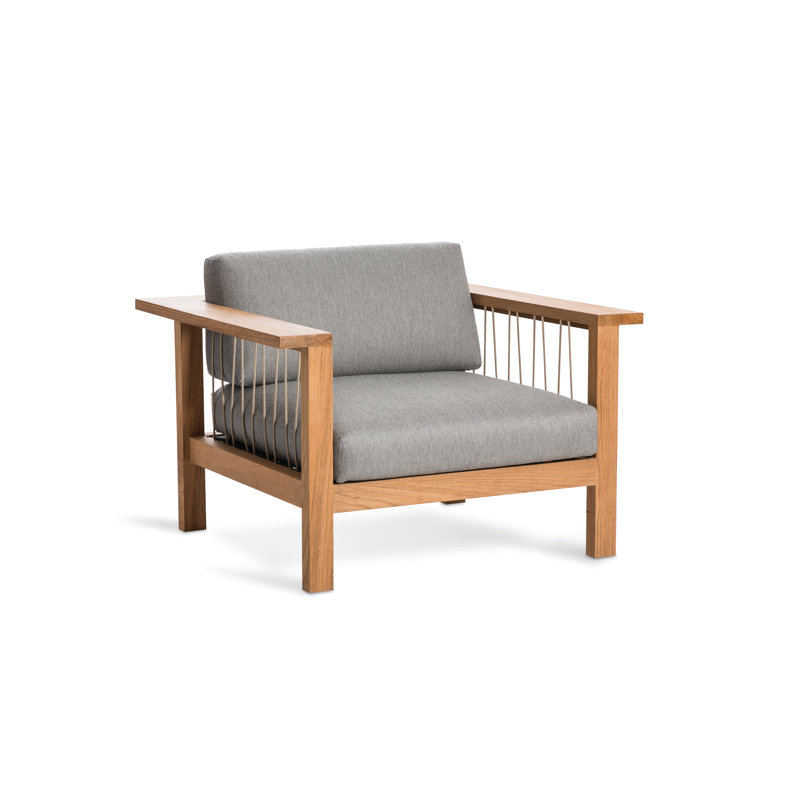 Maro Outdoor Teak Lounge Chair, Charcoal Chine