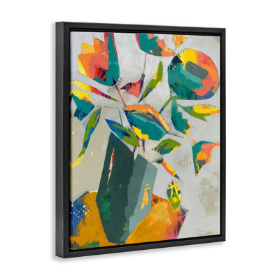 Cadre flottant à mésanges et à abstraction, conception par Dianna Fritzler