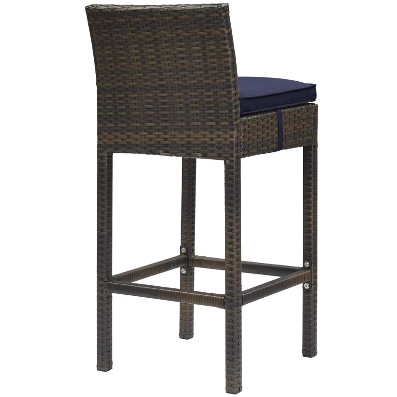 Tabouret de bar Havenside Home Bocabec, Bleu marine, Velours gris pâle