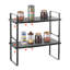 Organisateur de tablette d'armoire de cuisine réglable à 2 niveaux, support de rangement en fer extensible pour garde-manger, salle de bain et bureau, noir
