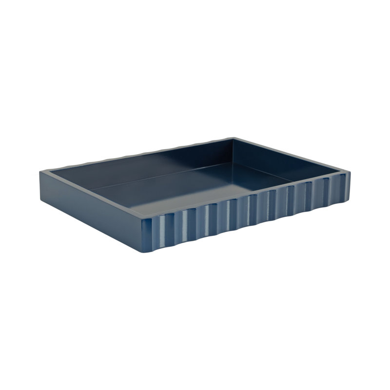 Cardella Fluted Rectangle Serving Tray, Navy