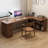 Nut-brown L-Shaped Solid Wood desks-107466482-107466481