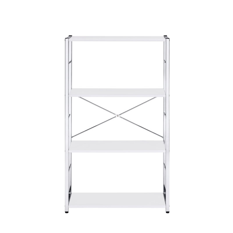 Bibliothèque, finition noire et chrome, Blanc