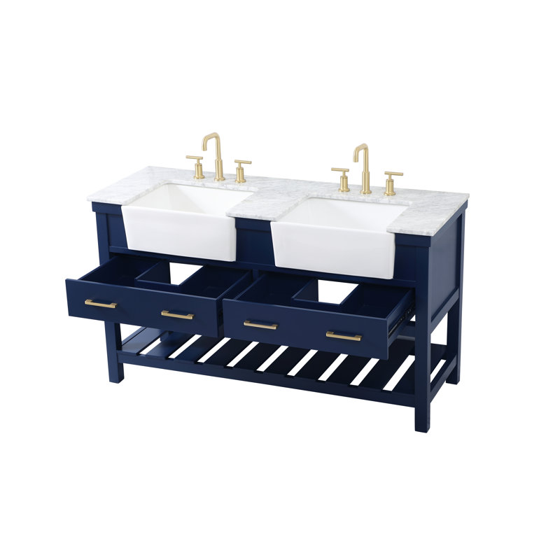 Ensemble de meuble-lavabo double 60 po Pelaghia, Bleu