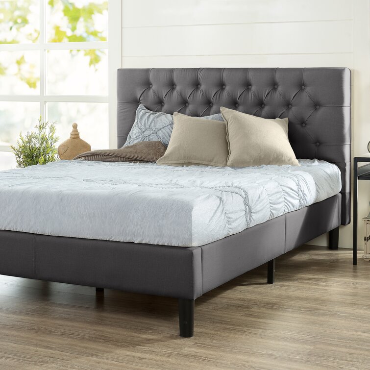 Beverly Platform Bed (Queen - Dark Grey Velvet)