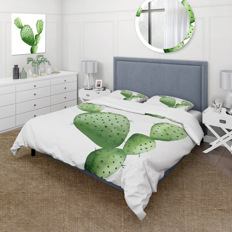 Green Southwestern Cactus - Ensemble de housse de couette tropical - Polyester en microfibre