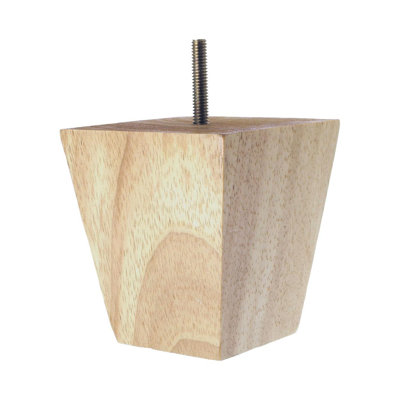Pieds cylindriques en bois massif non fini et carré, paquet de 4