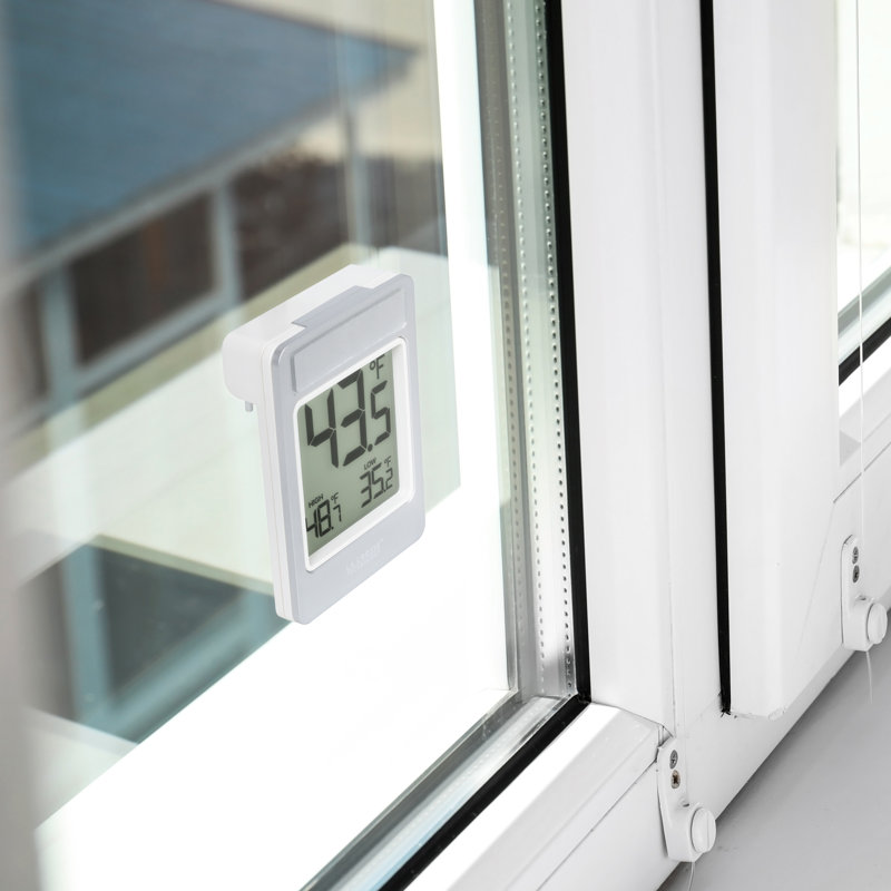Battery Operated Digital Window Thermometer with Daily Records