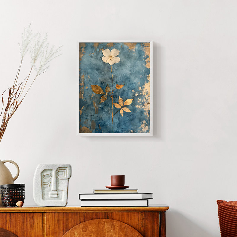 FLORAL Series XLIV - reproduction encadrée de qualité supérieure - prête à être accrochée - aucun clou requis, Blanc