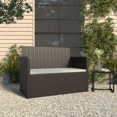 Patio Bench with Cushions  41.3" Poly Rattan by Latitude Run