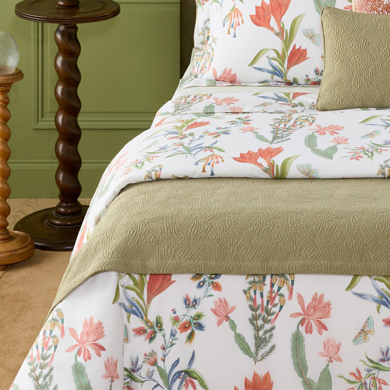 Santoli Coverlet, King Coverlet, Khaki Floral 2
