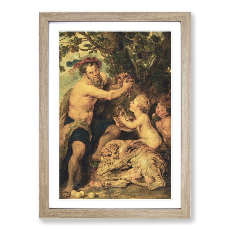 Man with a Tiger by Peter Paul Rubens - Picture Frame Painting, 48cm H x 36cm W x 2cm D, Oak Framed