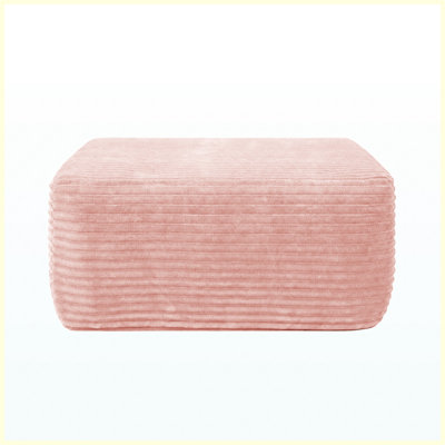 Pink Plush Ottoman, Soft Square Ottoman Footrest for Living Room Bedroom, Decorative Accent Ottoman