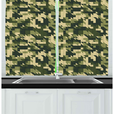 Camouflage Pointed Kitchen Curtain