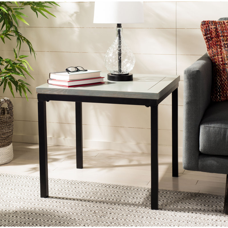 Dennis Solid Wood Top End Table, French Grey