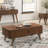 1Pc Storage Cocktail Table Walnut Finish Tambour Doors 2X Shelves Modern Living Room
