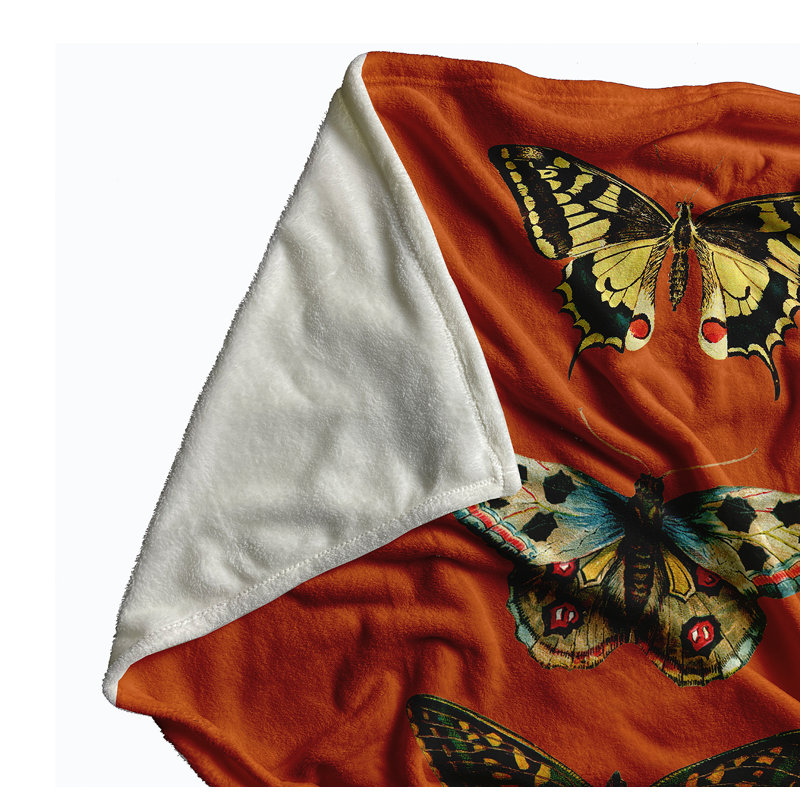 Butterflies Spring Throw Blanket, 60" W x 80" L, Perfect Orange