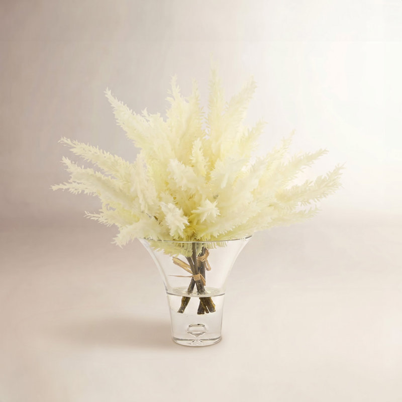 Arrangement floral Pampas dans un vase, Crème, H 14 po x l 15 po x P 15 po