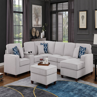 8 Pieces Upholstered Sectional With Ottoman