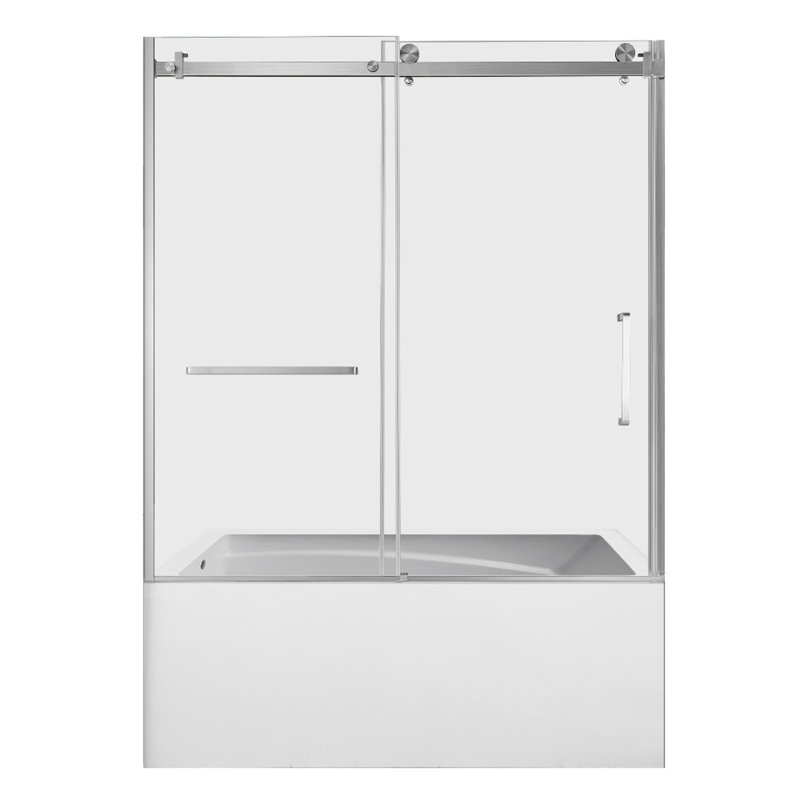Kingston Brass 60-Inch Acrylic Rectangular 3-Wall Anti-Skid Alcove Tub With Tub Door, Hand Drain, Right, Polished Chrome