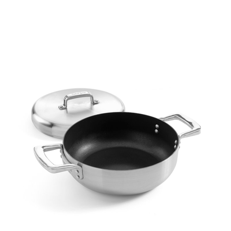 Samuel Groves Urban Stainless Steel Non-Stick Triply Chefs Pan with Dome Lid, 25 cm