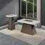 Table basse carrée contemporaine 1 pièce en bois blanc avec plateau en marbre et base en bois de noyer foncé avec finition