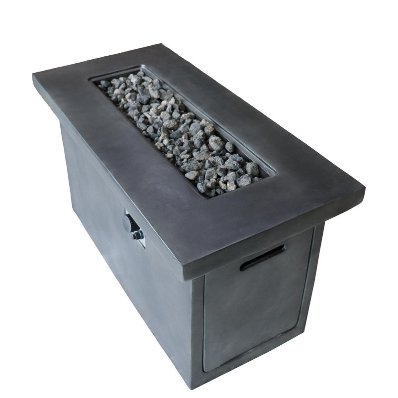24" H Concrete Propane/Natural Gas Outdoor Fire Pit Table, Black
