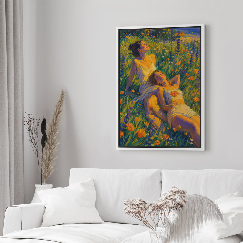 Reproduction d'art encadrée sur toile encadrée, 36" H x 24" W x 1.5" D, White