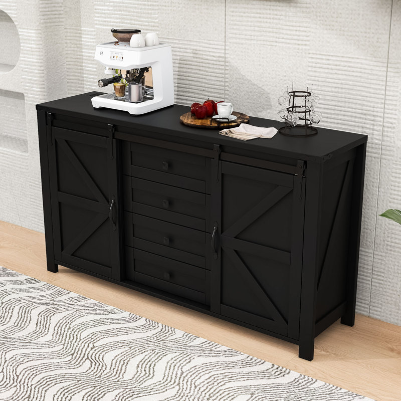 Durable Sideboard Cabinet with Scratch-Resistant Finish, Versatile Storage Solutions, Black