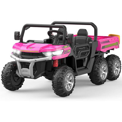 24V 4WD 6-Wheel 2-Seater Kids Ride-On Dump Truck, Remote Control, 4×75W Motors, LED Lights, Music, Functional Dump Bed