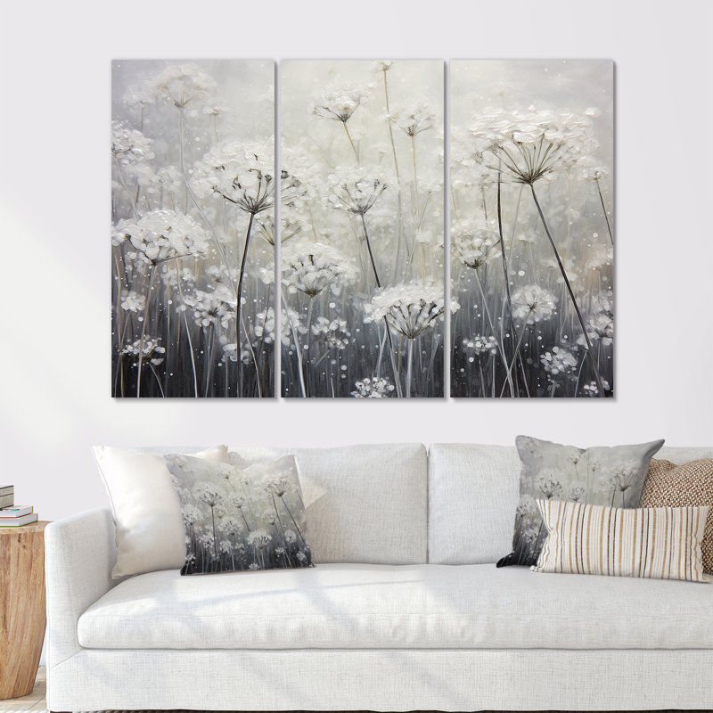 Ensemble de salon Misty Opalescent Floral Field I - Flower Wall Art, Toile tendue, H 32 po x l 48 po x P 1 po