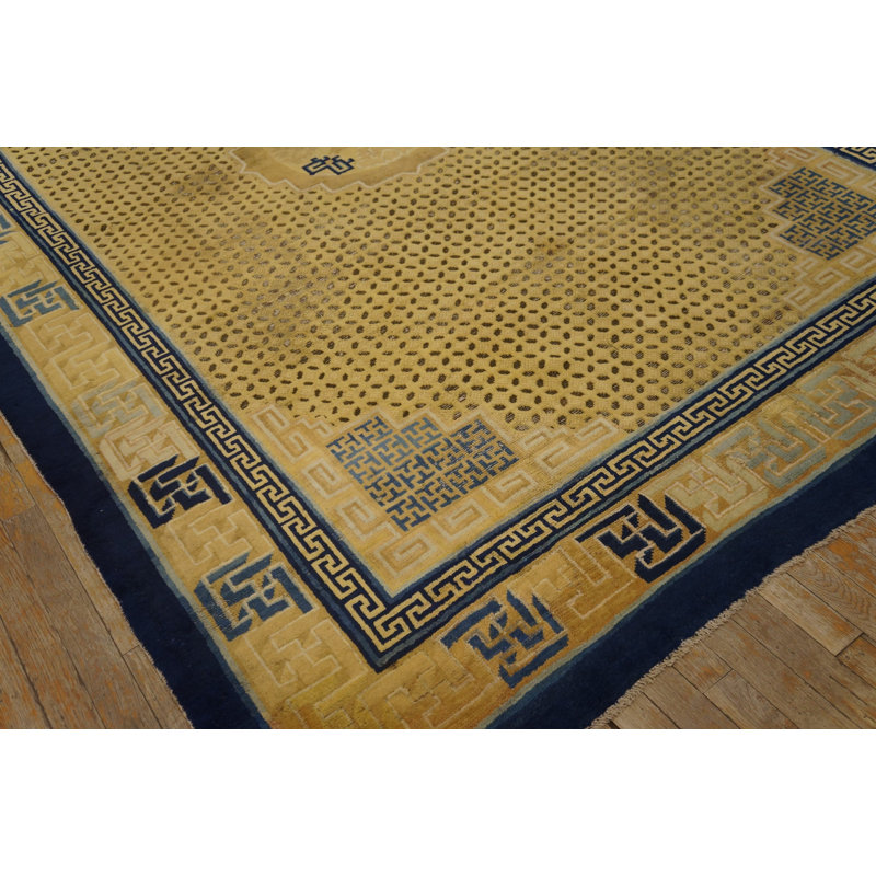 Antique Chinese - Ningxia Chinese Medallion Knotted Rug
