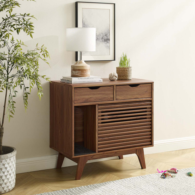 Render Wood Litter Box Enclosure, Walnut