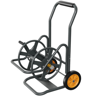 Chariot enrouleur de boyau avec roues, capacité de 200 pi, support de boyau d'arrosage en métal portable avec panier de rangement pour le jardin, la pelouse et le lavage de voiture