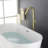 Freestanding Bathtub Faucet With 360 Degree Rotating Spout, Matte Black Tub Faucet Brass Floor Mount Bathroom Tub Filler-118101379