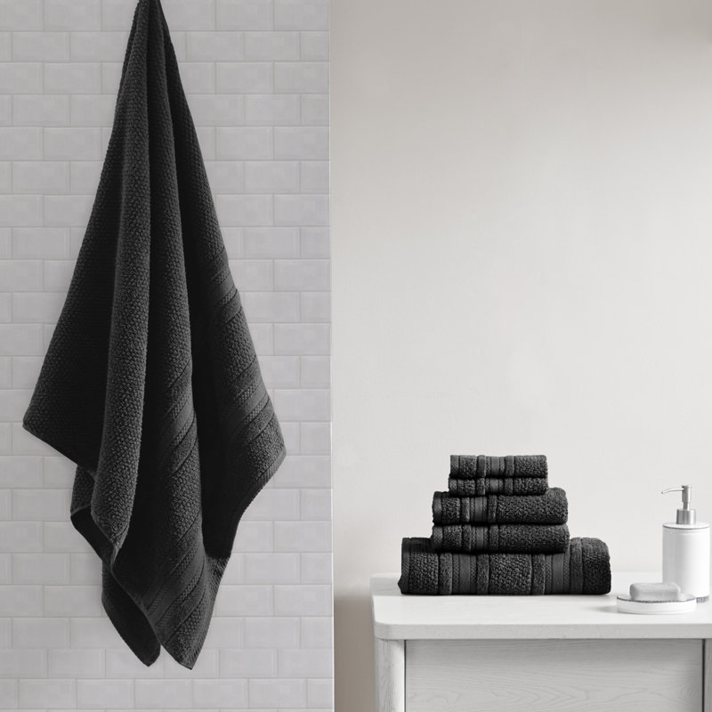 Ensemble de serviettes 100% coton Adrien, Noir