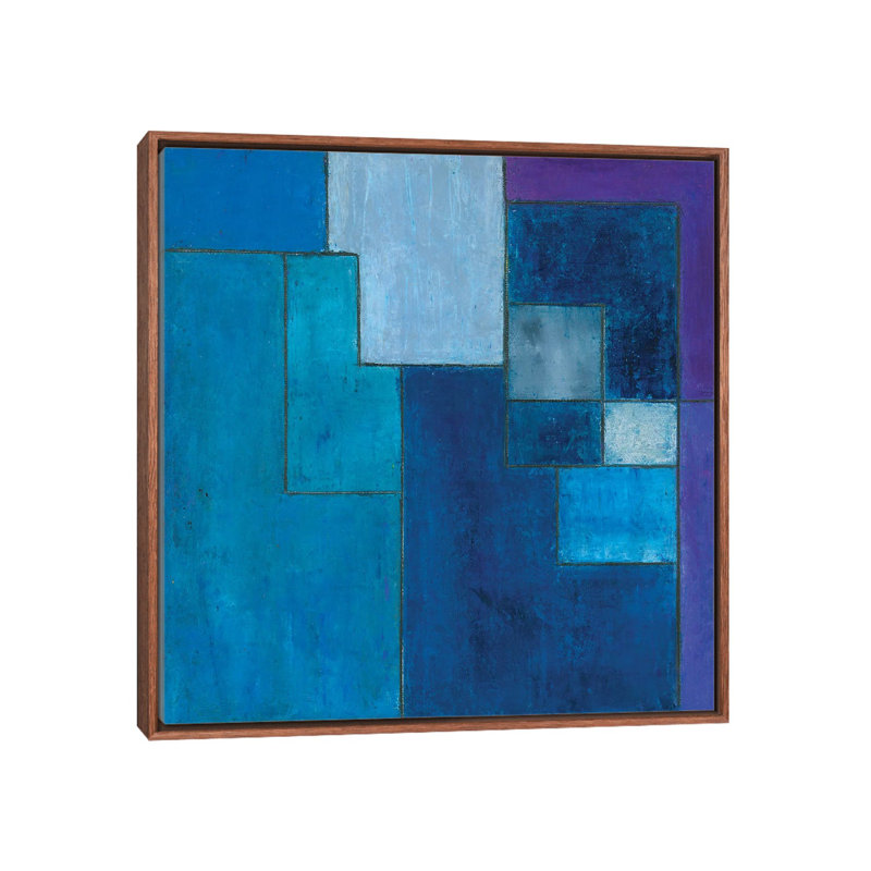 Ultra Blue Violet by Stephen Cimini - Painting on Canvas, 93.98 cm H x 93.98 cm W, Classic Brown Wood Framed