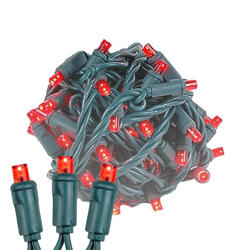 Mini guirlande de Noël 17 pieds 50 lumières DEL sur fil vert, ampoules grand angle de 5 mm, connectables, décor intérieur / extérieur, homologué UL