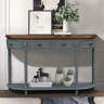 Canora Grey Retro Curved Wood Console Table, 52 Inch Circular Half Moon ...