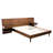 Queen Bed With 2 Attached Nightstand Shelf Slots Size Nightstands In Pecan Wood Shade And Built-In Storage-1306459809