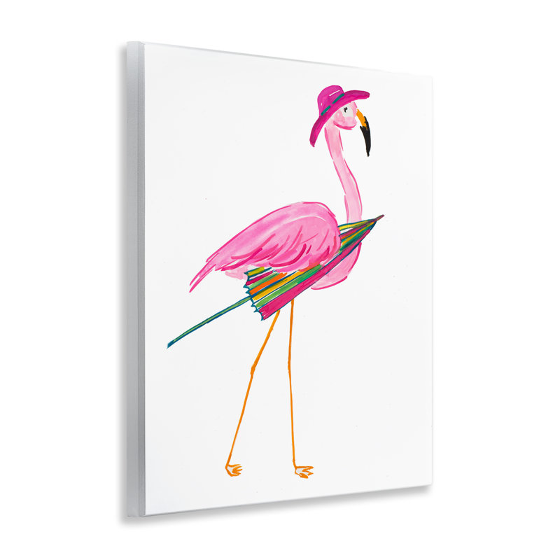 Art mural flamant rose avec parasol de plage par Julie DeRice