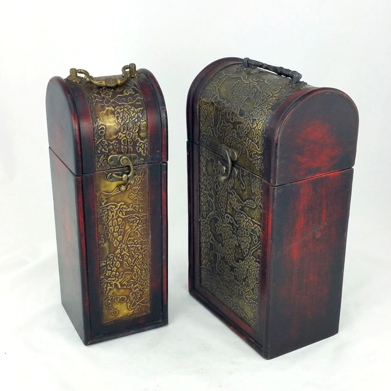 Porte-bouteilles de table Hammd pour 2 bouteilles en rouge / laiton / noir