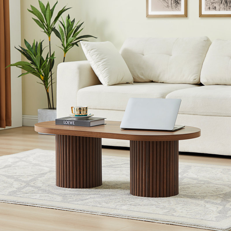 39.38'' W Oval Single Coffee Table, Walnut