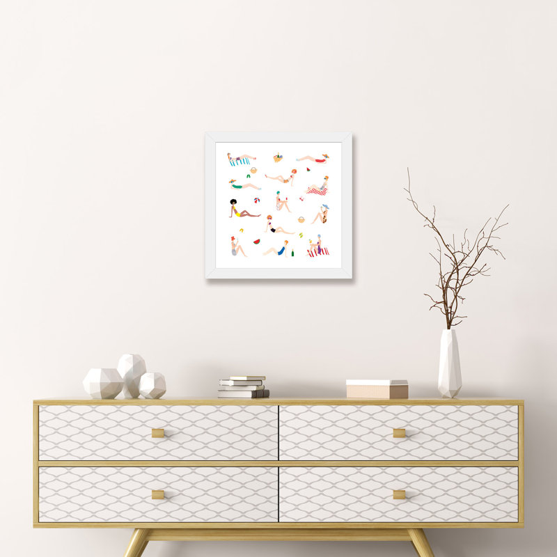 " Seaside Silhouettes " by Turnowsky, White Paper, 16" H x 16" W x 1" D