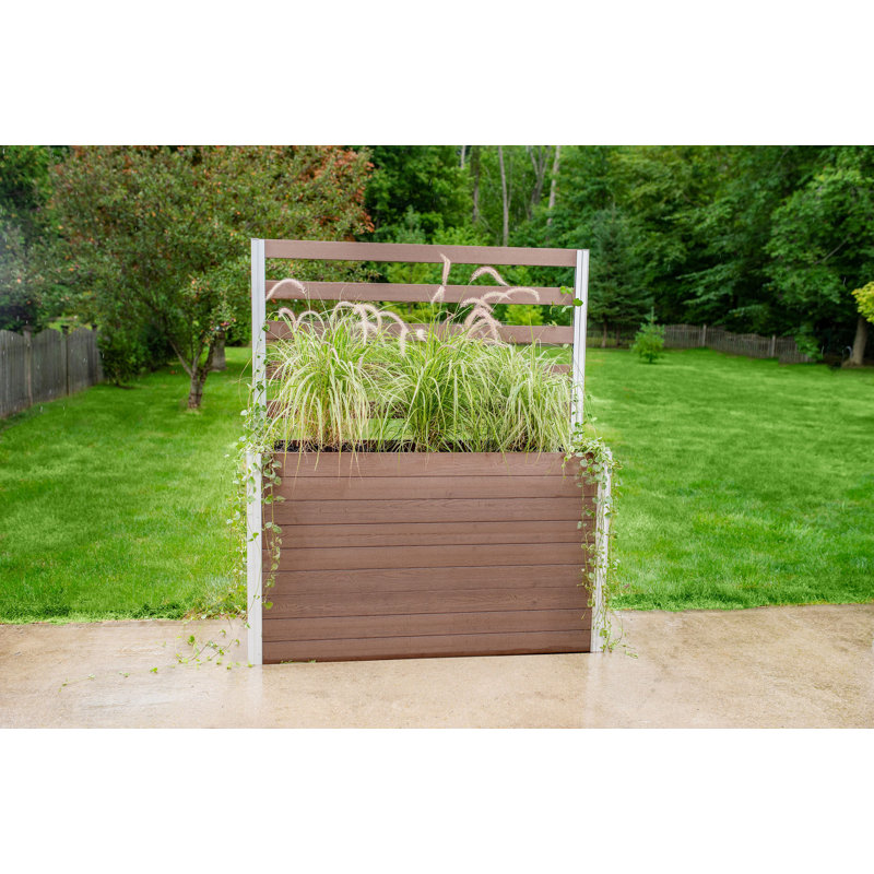 Espresso Brown Vinyl Large Planter Box with Trellis