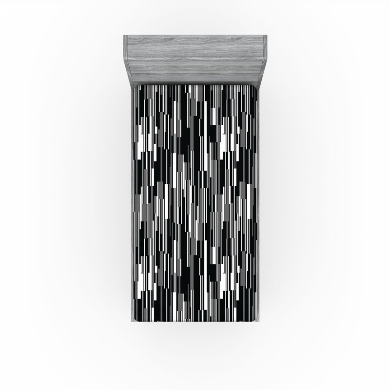Drap-housse Ambesonne, paquet de 2, Drap-housse simple TG, Noir / gris / blanc abstrait