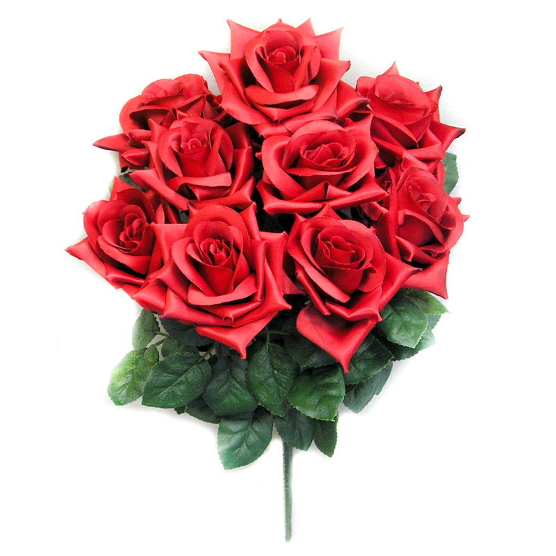 9 rosiers artificiels en pleine floraison, Rouge