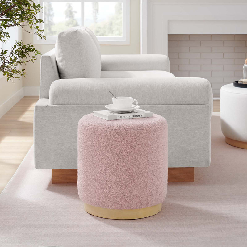 Modway Tilden Upholstered Ottoman, Pink Fabric